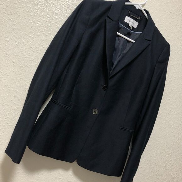calvin klein jacket 8 womens blazer navy blue p classic work professional tt - Picture 2 of 13